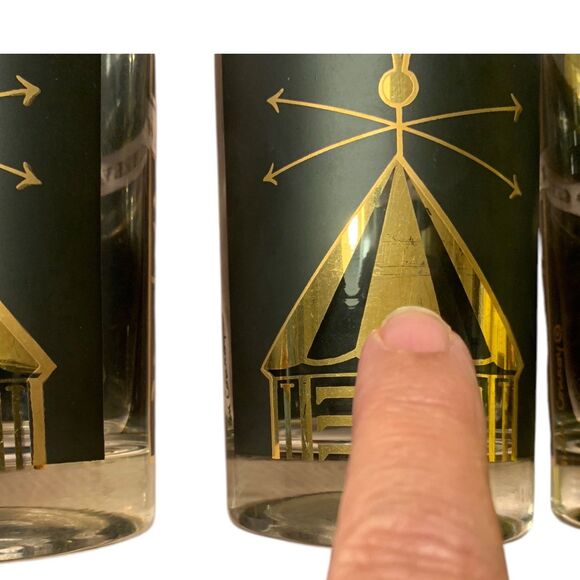 MCM Helen Conroy Signed Highball Cocktail Weathervanes 17th Century Set of 4 - Picture 7 of 8